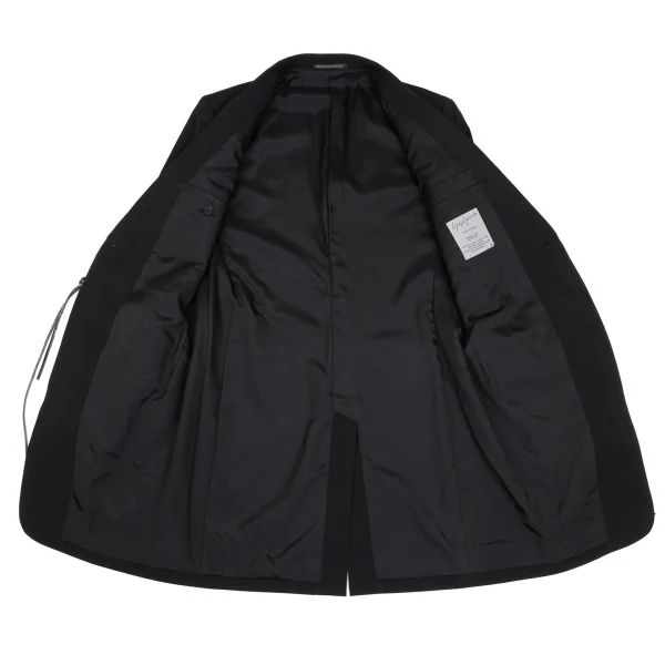 Yohji Yamamoto POUR HOMME Leather Strap Wool Gabardine Long Jacket K-166075_013