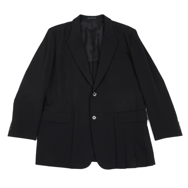 Yohji Yamamoto POUR HOMME Hem Pleats Design Wool Gabardine Jacket Black 2 K-166078_001