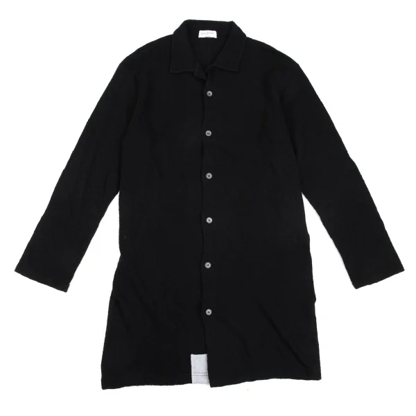 Yohji Yamamoto POUR HOMME Dyed Wool Knit Long Shirt Black 2 K-166082_001