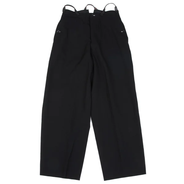 Yohji Yamamoto POUR HOMME Suspender Button Wool Gabardine Pants Black 2 K-166091_001