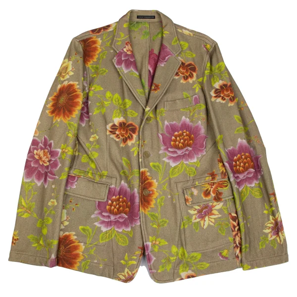 ワイズフォーメンY's for men ウールフローラルプリントリバーシブルジャケット カーキマルチ3