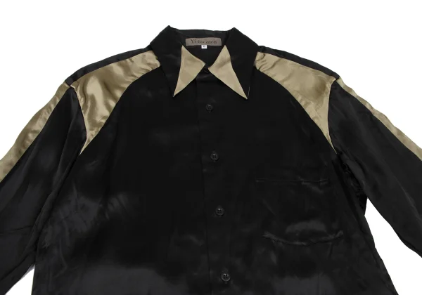 Y's for men Rayon Shiny Switching Long Sleeve Shirt K-166100_002
