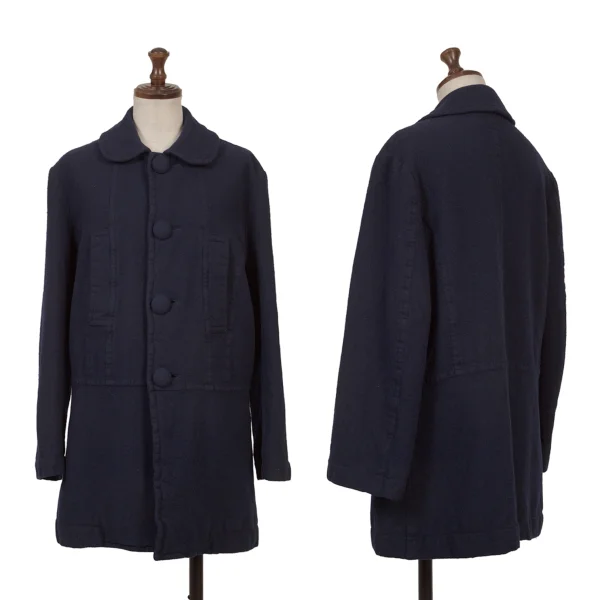 tricot COMME des GARCONS Fulling Button Design Coat Navy M K-166112_001