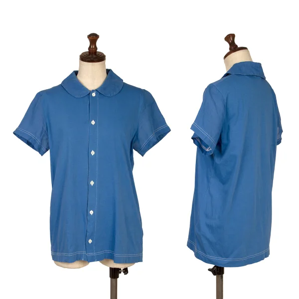 tricot COMME des GARCONS Dyed Round-collar Short Sleeve Shirt Blue M K-166116_001