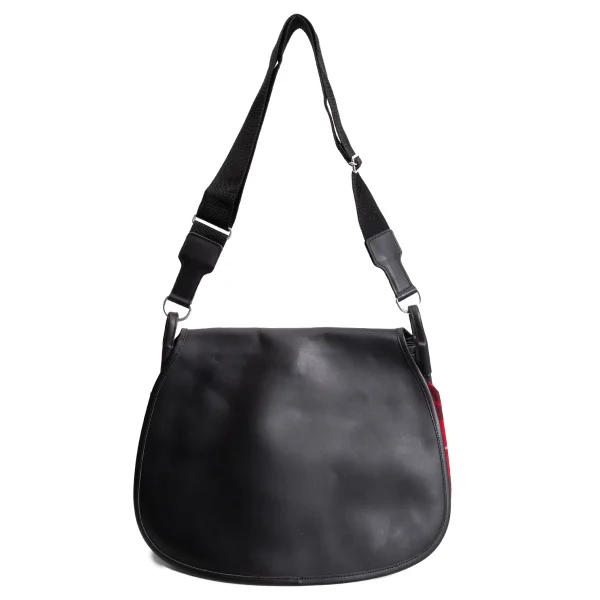 COMME des GARCONS Check Lining Leather Flap Shoulder Bag K-166130_002