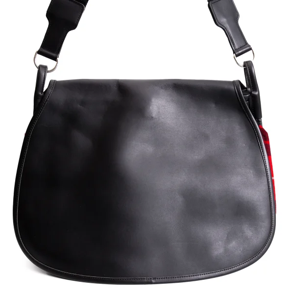 COMME des GARCONS Check Lining Leather Flap Shoulder Bag K-166130_003