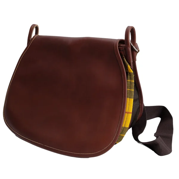 COMME des GARCONS Check Lining Leather Flap Shoulder Bag Brown  K-166131_001