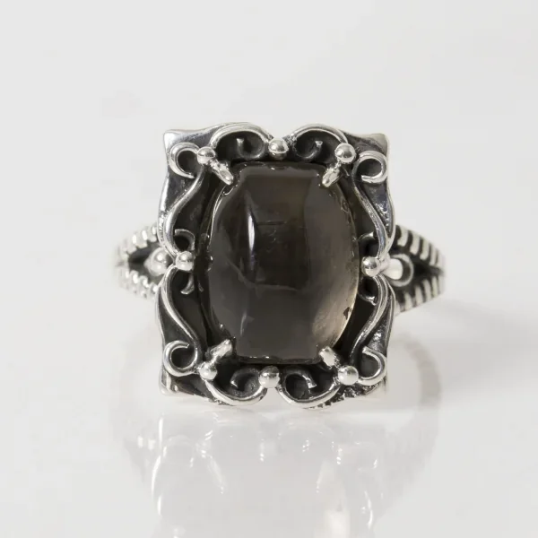 UZUOU Silver925 Smokey Quartz & Classical Design Ring K-166154_003