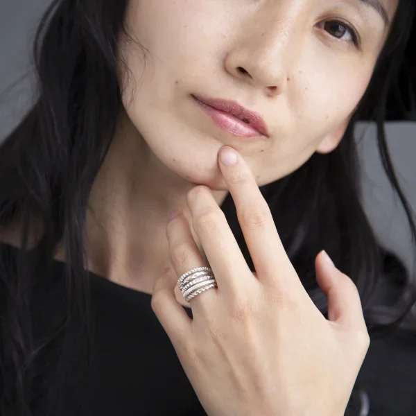 UZUOU Silver925 Thin line 5 row design Ring K-166157_012