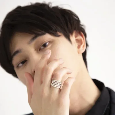 UZUOU Silver925 Thin line 5 row design Ring