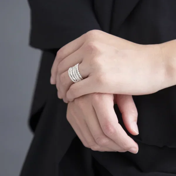 UZUOU Silver925 Thin line 5 row design Ring K-166158_002