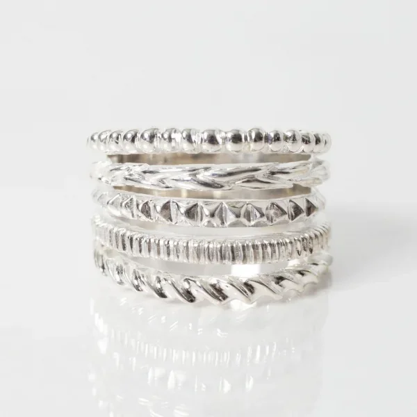 UZUOU Silver925 Thin line 5 row design Ring K-166158_004