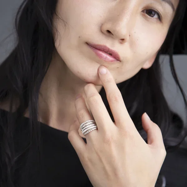 UZUOU Silver925 Thin line 5 row design Ring K-166158_012