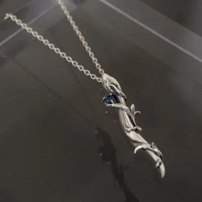 UZUOU Silver925 Blue topaz Snake Design Necklace