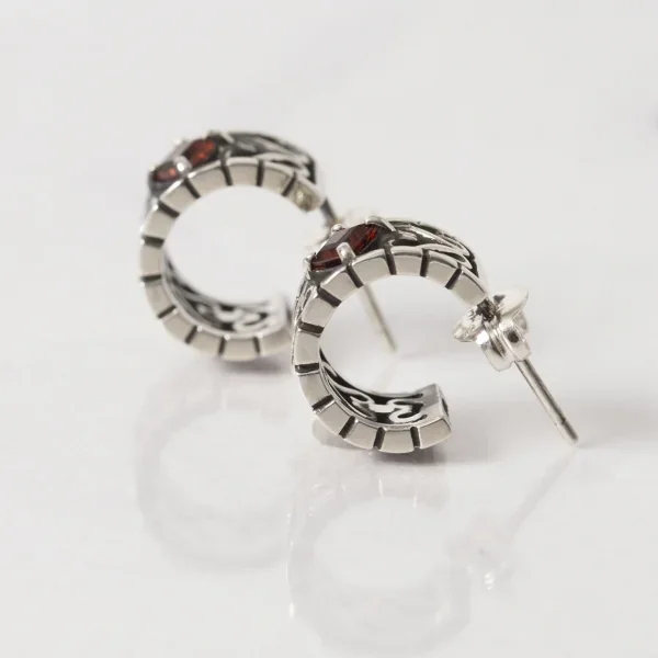 UZUOU Silver925 Openwork Garnet hoop Earrings K-166167_003