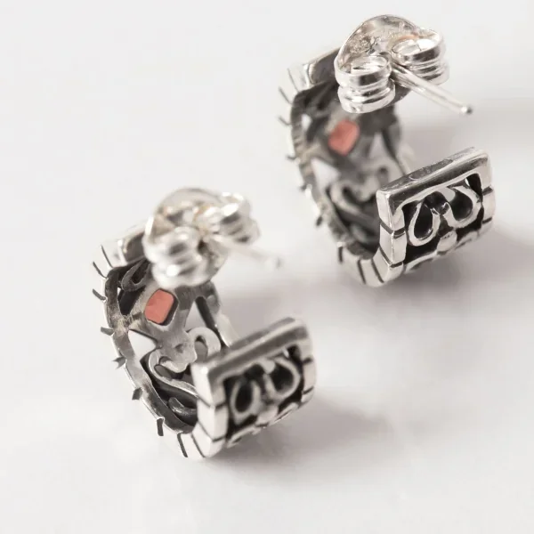 UZUOU Silver925 Openwork Garnet hoop Earrings K-166167_004