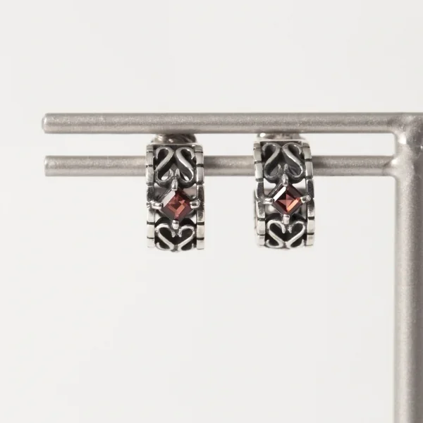 UZUOU Silver925 Openwork Garnet hoop Earrings K-166167_006