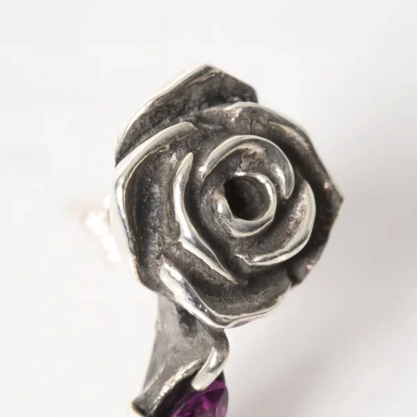 UZUOU Silver925 Roadlight garnet and Rose motif Earrings K-166168_003