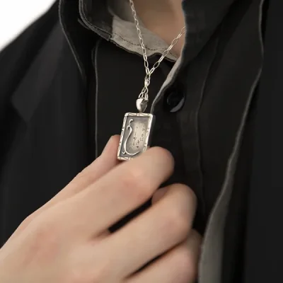 UZUOU Silver925 Uta-garuta plate Necklace