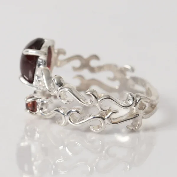 UZUOU Silver925 Garnet Openwork of arabesquered Ring K-166170_003