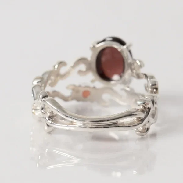 UZUOU Silver925 Garnet Openwork of arabesquered Ring K-166170_004