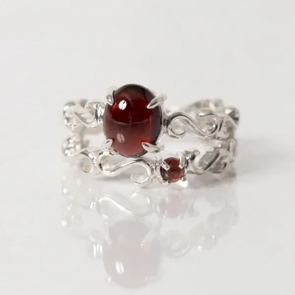 UZUOU Silver925 Garnet Openwork of arabesquered Ring K-166171_002