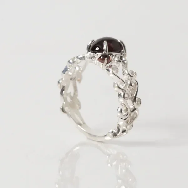 UZUOU Silver925 Garnet Openwork of arabesquered Ring K-166171_006