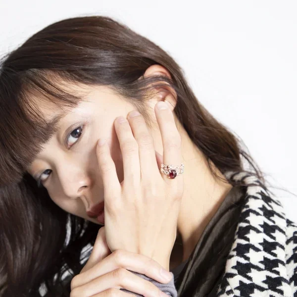 UZUOU Silver925 Garnet Openwork of arabesquered Ring K-166171_008