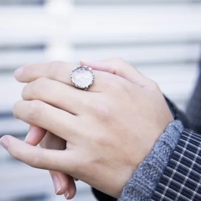 UZUOU Silver925 Back-engraved crystal Design Ring