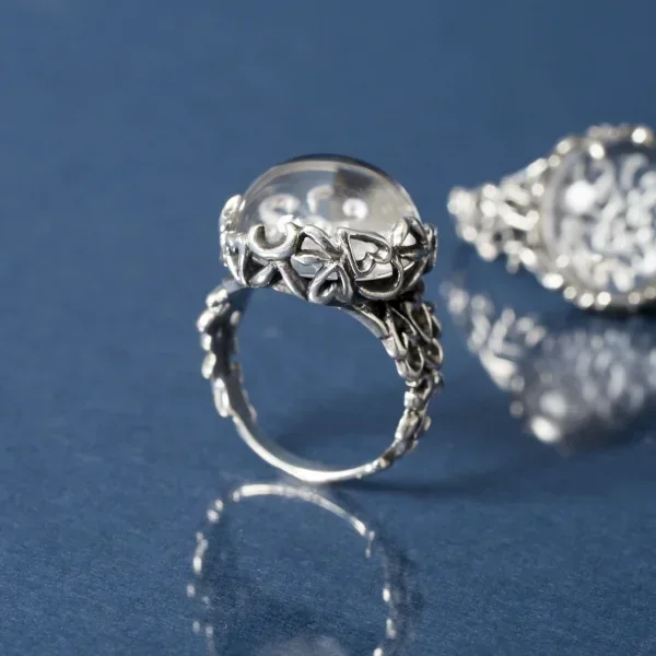 UZUOU Silver925 Back-engraved crystal Design Ring K-166177_012