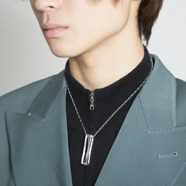 UZUOU Silver925 Rectangle motif Metal Necklace K-166178_011
