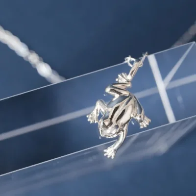 UZUOU Silver925 Diamond's eyes frog Motif Necklace