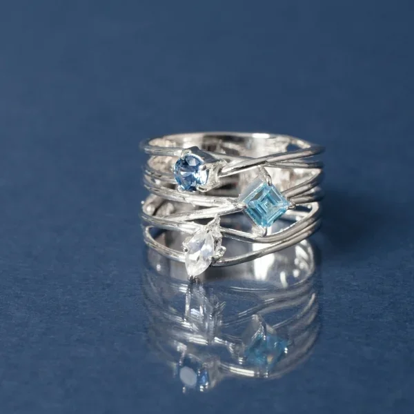 UZUOU Silver925 Flowstone design Ring Blue 6.5~7 K-166180_001