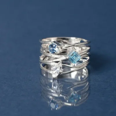 UZUOU Silver925 Flowstone design Ring