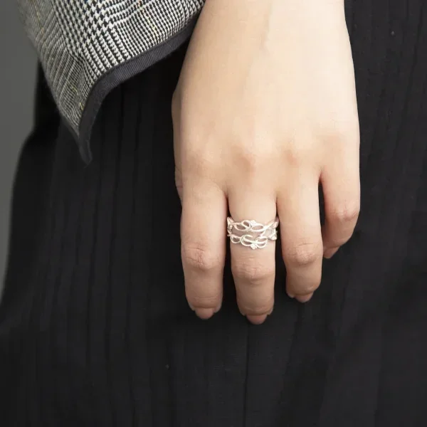 UZUOU Silver925 Diamond Openwork of arabesquered Ring Silver 8.5 K-166189_001