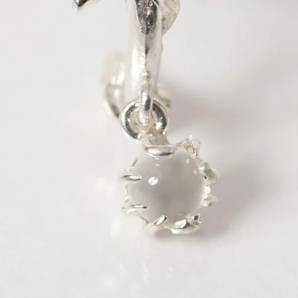 UZUOU Silver925 Ivy design Hoop of Asymmetry stone Earrings K-166190_006