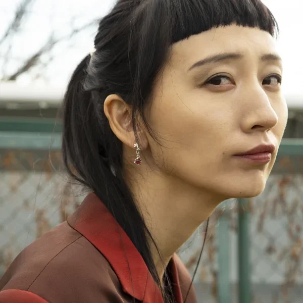 UZUOU Silver925 Ivy design Hoop of Asymmetry stone Earrings K-166190_012