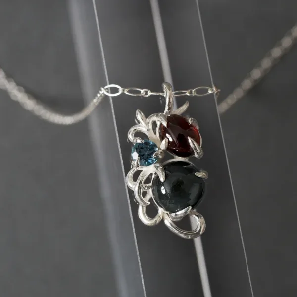 UZUOU Silver925 Three Stone Openwork Design Necklace Silver 20inch K-166191_001