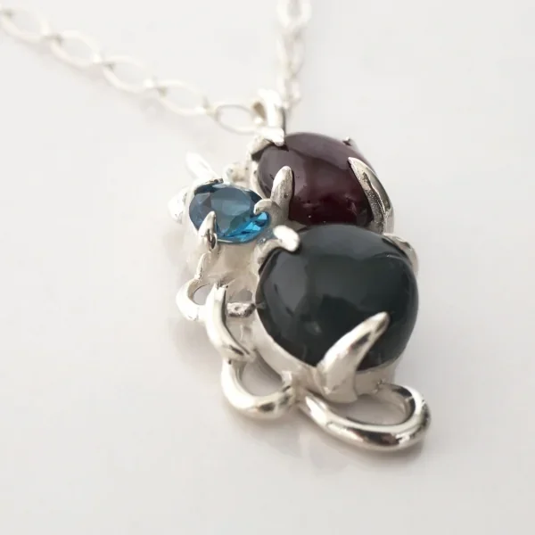 UZUOU Silver925 Three Stone Openwork Design Necklace K-166191_003