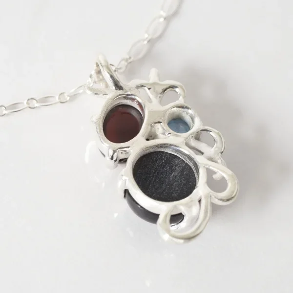 UZUOU Silver925 Three Stone Openwork Design Necklace K-166191_005