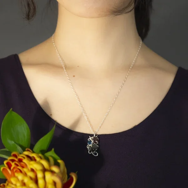 UZUOU Silver925 Three Stone Openwork Design Necklace K-166191_009