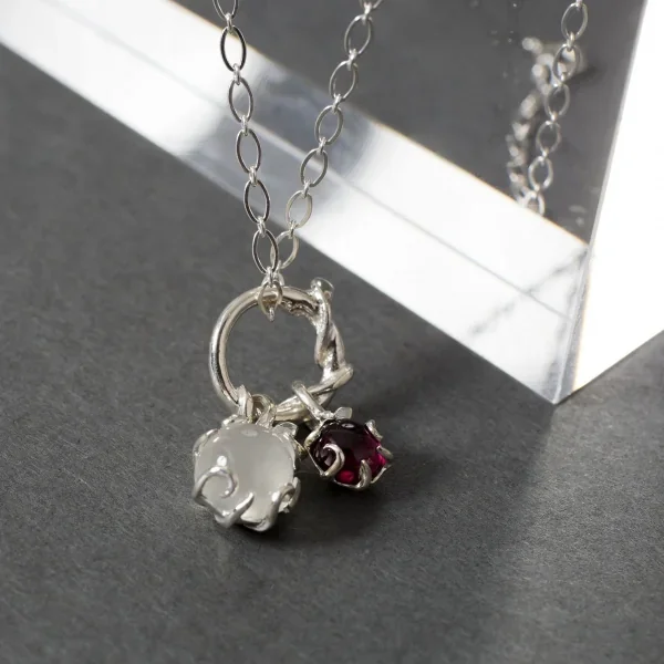 UZUOU Silver925 Double Stone Ivy Design Necklace Silver 20inch K-166192_001