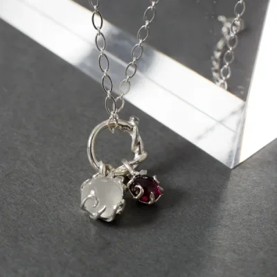 UZUOU Silver925 Double Stone Ivy Design Necklace