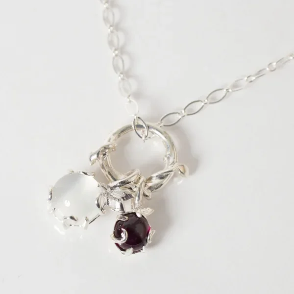 UZUOU Silver925 Double Stone Ivy Design Necklace K-166192_003