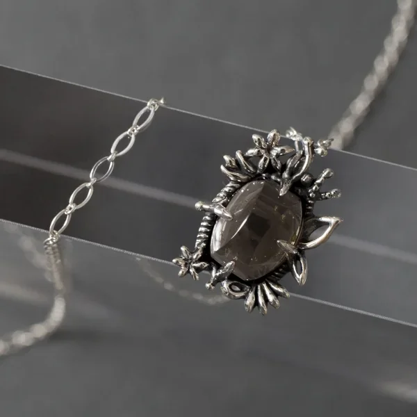 UZUOU Silver925 Smoky Quartz Classical Design Necklace K-166193_010