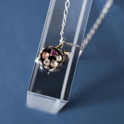 UZUOU Silver925 Flower motif Colorful stone Necklace