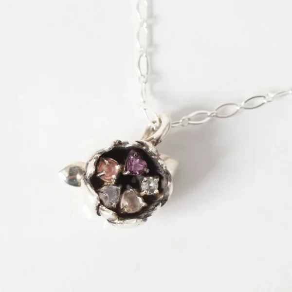 UZUOU Silver925 Flower motif Colorful stone Necklace K-166196_003