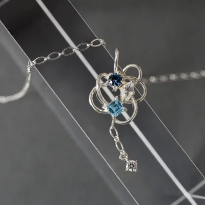 UZUOU Silver925 Stars' orbit Three Stone Necklace