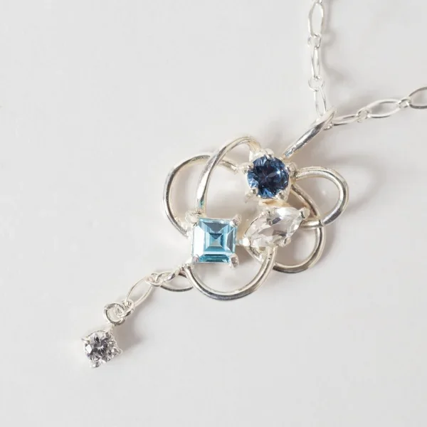 UZUOU Silver925 Stars' orbit Three Stone Necklace K-166201_003