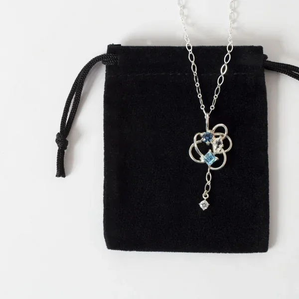 UZUOU Silver925 Stars' orbit Three Stone Necklace K-166201_010